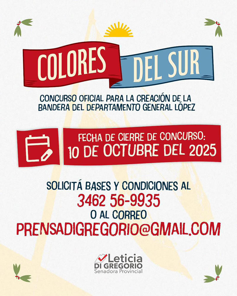 CONCURSO PARA CREAR LA BANDERA DEL DEPARTAMENTO GENERAL LÓPEZ: ÚLTIMA SEMANA PARA PARTICIPAR