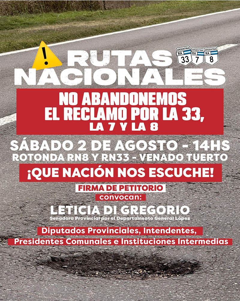 DI GREGORIO CONVOCA A UN ENCUENTRO REGIONAL EN DEFENSA DE LAS RUTAS NACIONALES